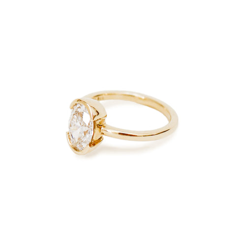 Partial Bezel Oval Lab Grown Diamond Ring